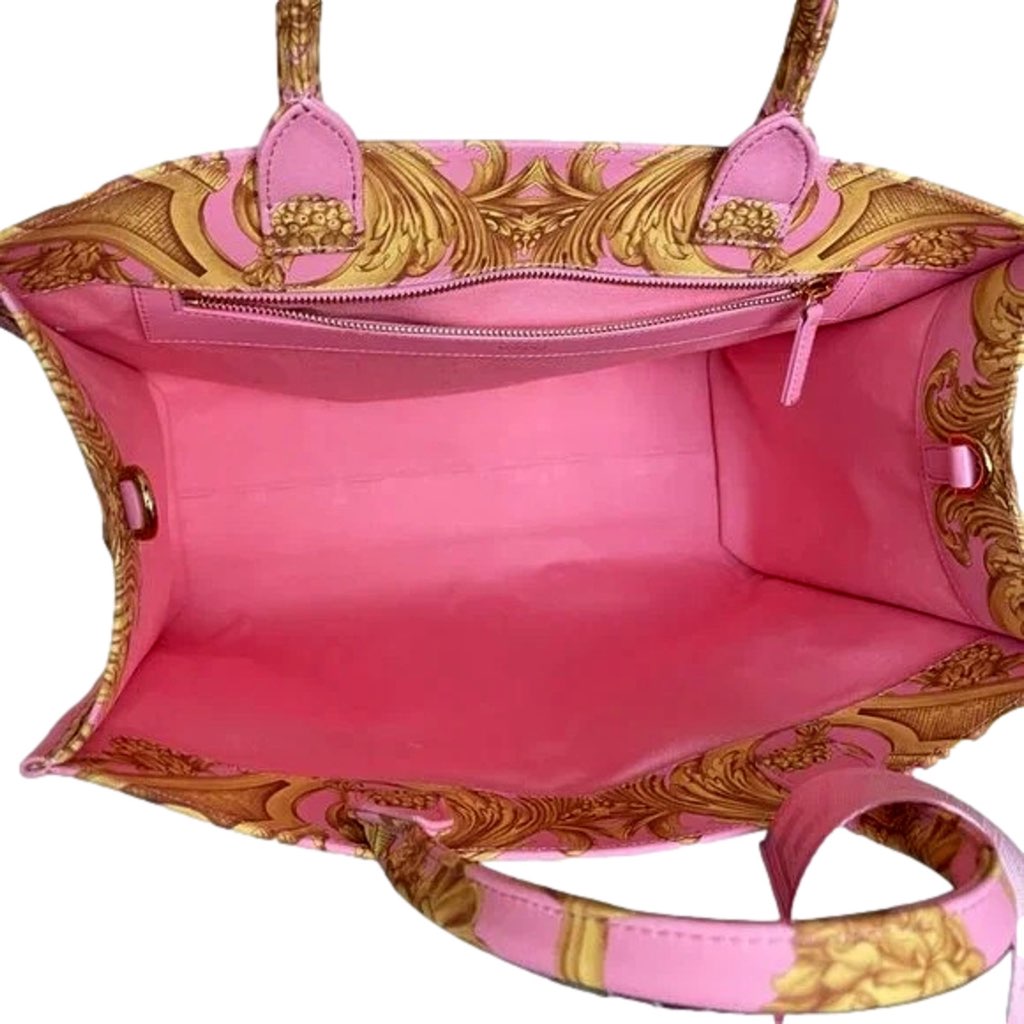 Versace Versace Pastel Pink Signature Print Large Canvas Tote - Image 11