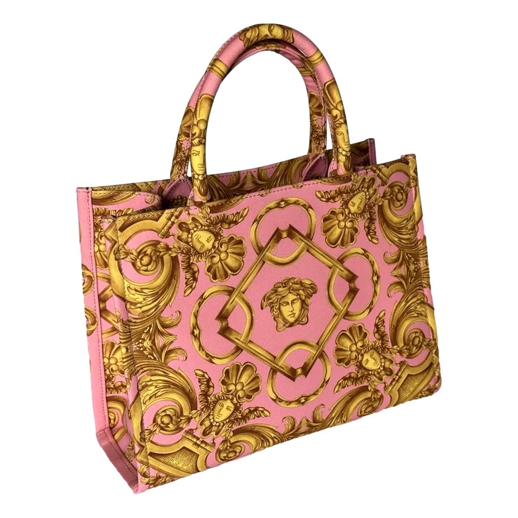 Versace Versace Pastel Pink Signature Print Small Canvas Tote - Back view
