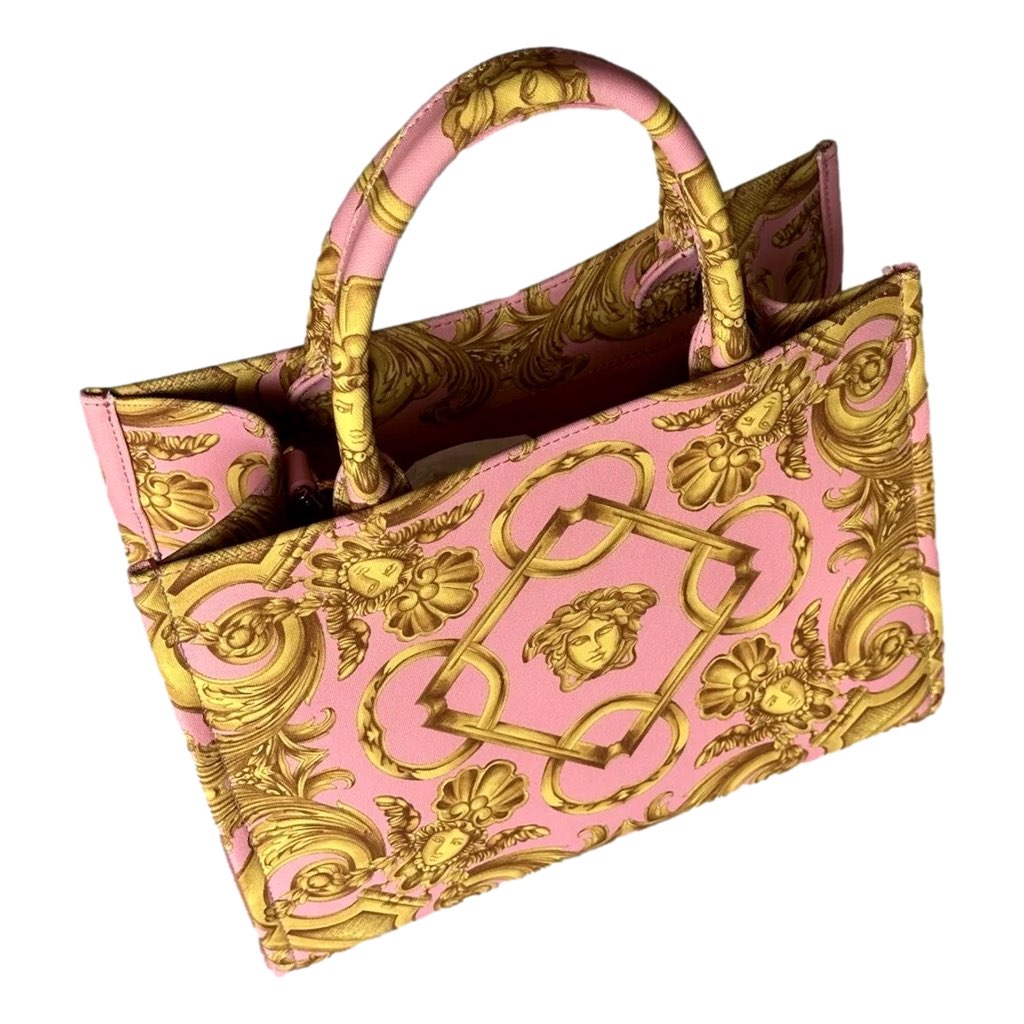 Versace Versace Pastel Pink Signature Print Small Canvas Tote - Image 6