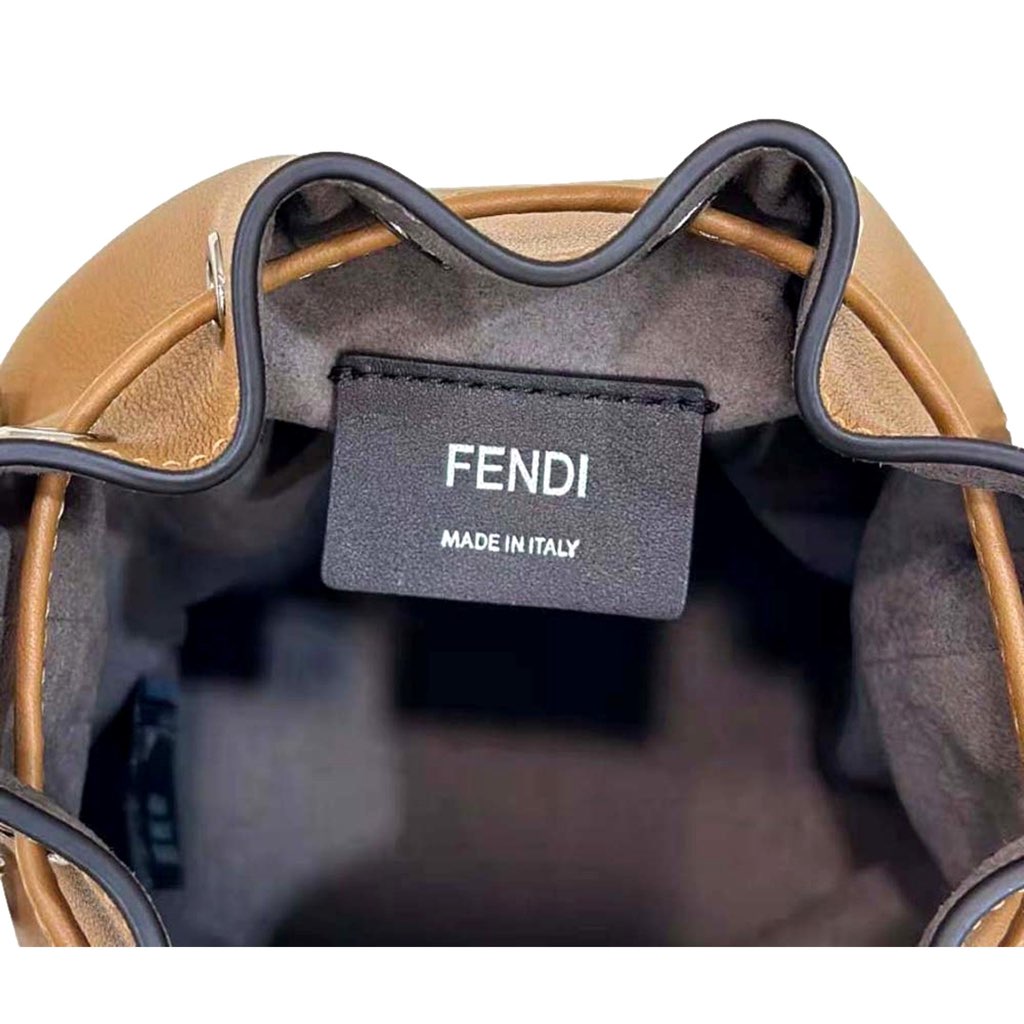 Fendi FENDI Calfskin F is 3D Flower Mini Mon Tresor Bucket Bag Brown Tan - Detail 1