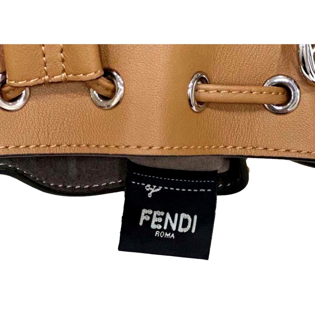 Fendi FENDI Calfskin F is 3D Flower Mini Mon Tresor Bucket Bag Brown Tan - Detail 2