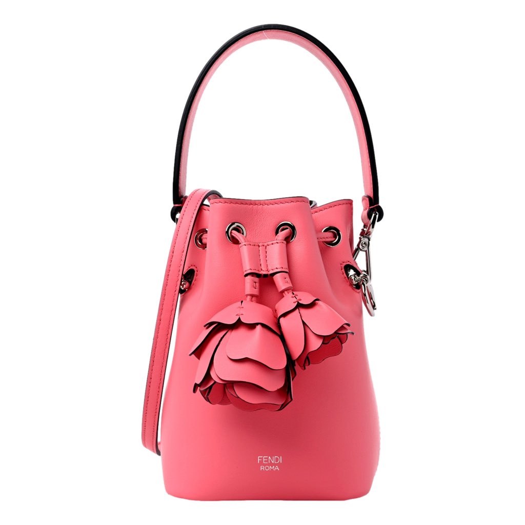 Fendi Fendi Calfskin F is Fendi 3D Flower Mini Mon Tresor Bucket Bag Pink