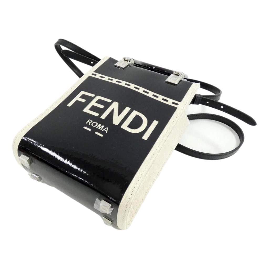 Fendi FENDI FF Mini Bag Shopper Tote Crossbody Bag Leather and Canvas Black