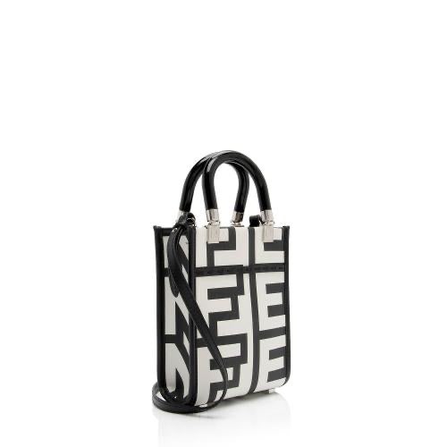 Fendi Fendi Sunshine Nero and Blanco Calfskin Leather Mini Bag
