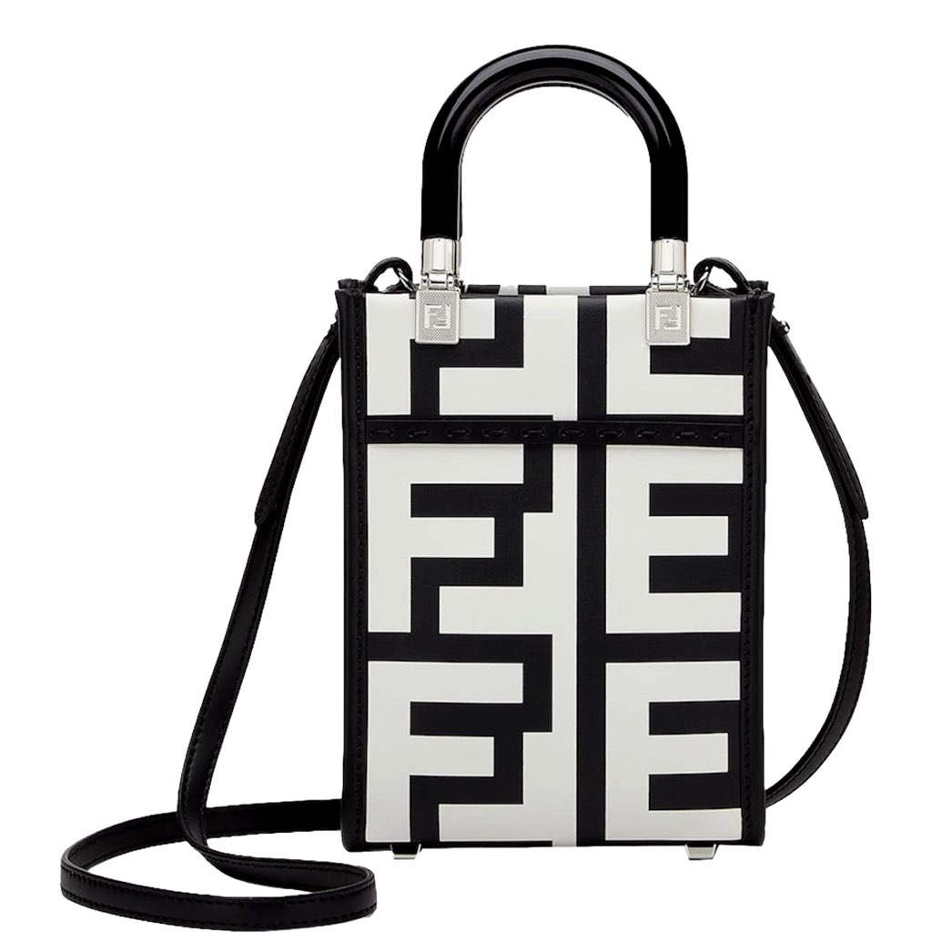 Fendi Fendi Sunshine Nero and Blanco Calfskin Leather Mini Bag - Image 6