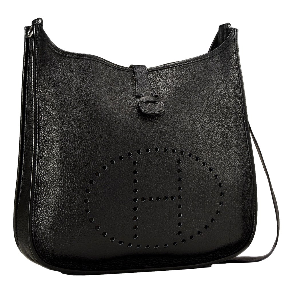 Hermès Hermes Evelyne PM Shoulder Bag Taurillon Clemence Calfskin SHW Noir Black - Back view