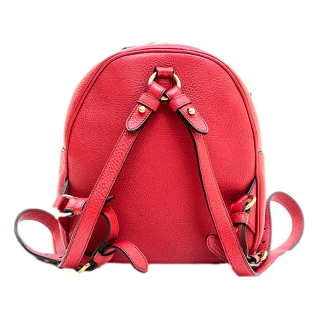 Prada Vitello Daino Convertible Front Pocket Backpack Red Gold Hardware Red Leather Good - Back View