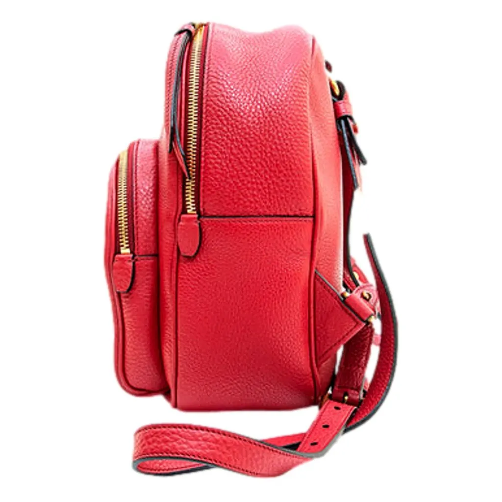Prada Vitello Daino Convertible Front Pocket Backpack Red Gold Hardware Red Leather Good - Inside View