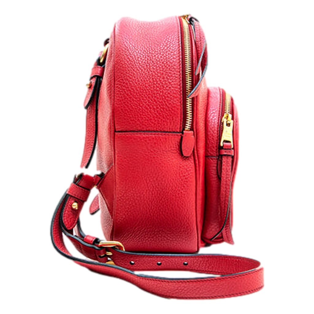 Prada Prada Vitello Daino Convertible Front Pocket Backpack Red Gold Hardware - 4