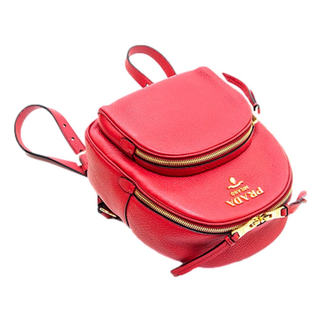 Prada Prada Vitello Daino Convertible Front Pocket Backpack Red Gold Hardware - Detail 2