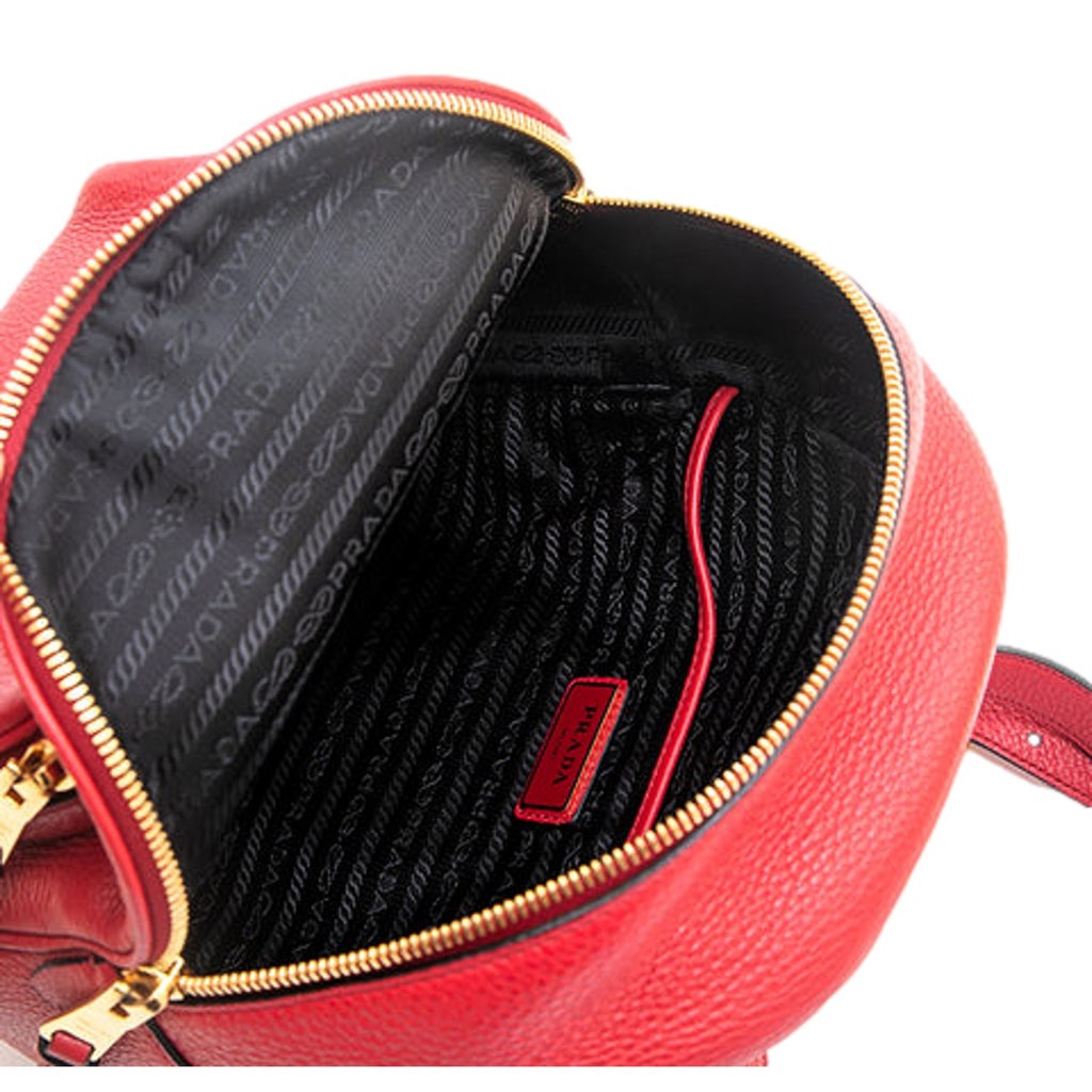 Prada Prada Vitello Daino Convertible Front Pocket Backpack Red Gold Hardware - Image 12