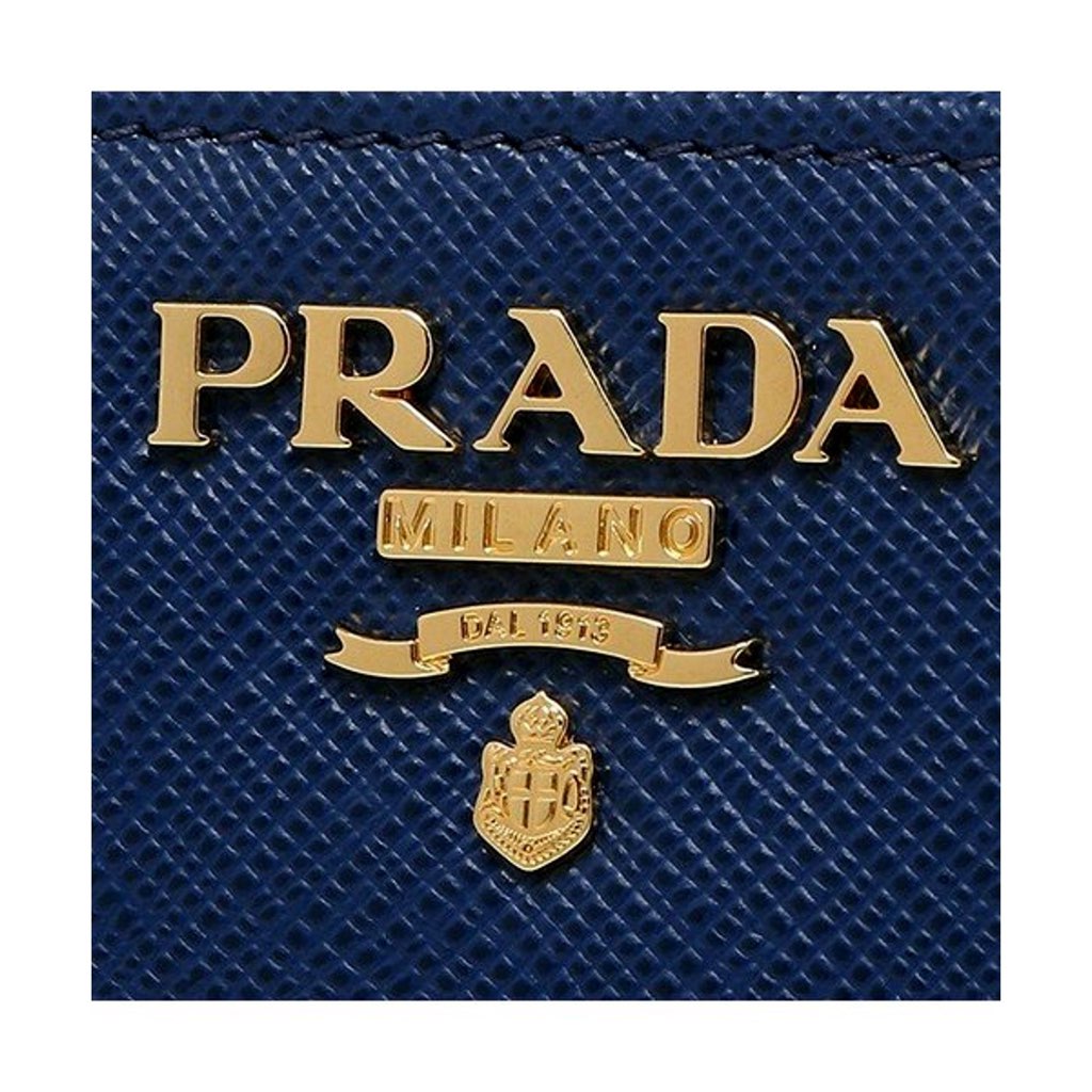 Prada Prada Saffiano Metal Compact Wallet Bluette Blue Multicolor Gold Hardware - Image 10