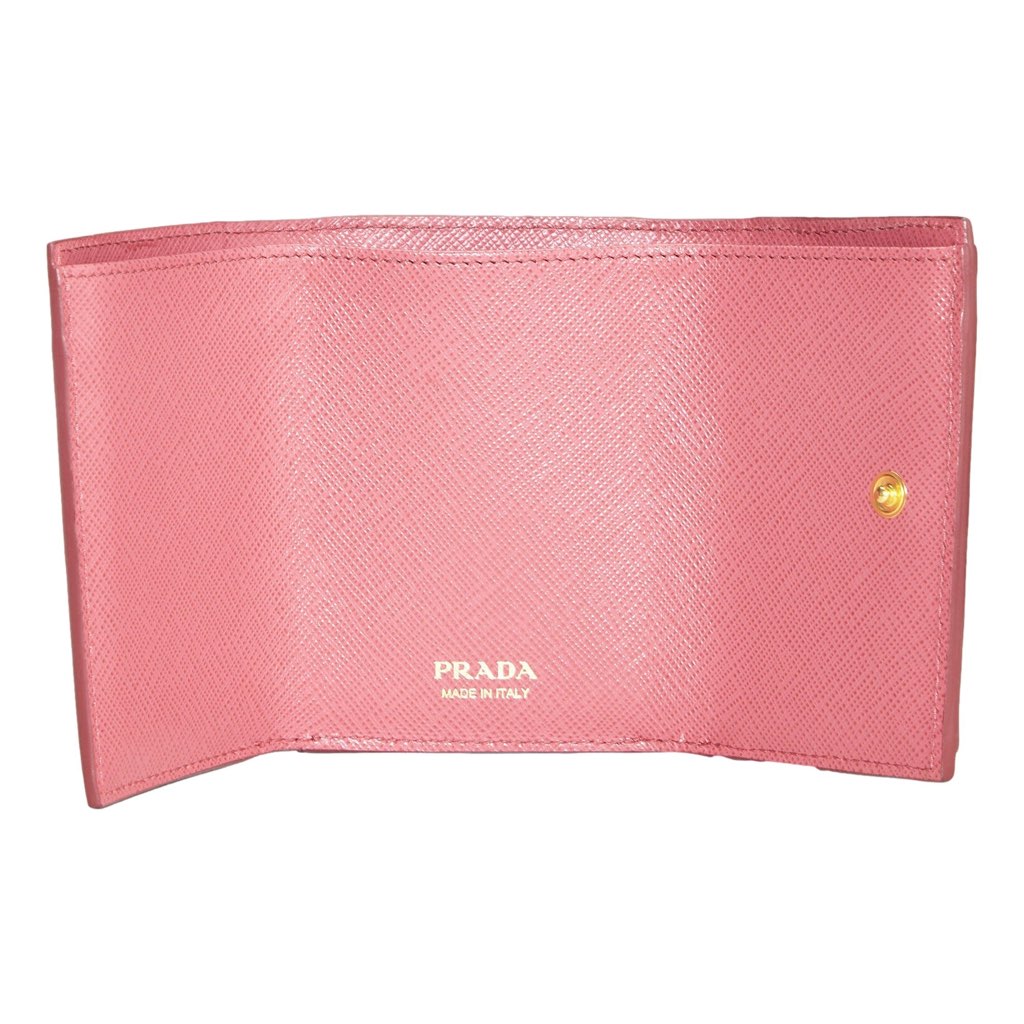 Prada Prada Tri-Fold Saffiano Wallet Womens Pink Multicolor Gold Prada Logo - Image 10