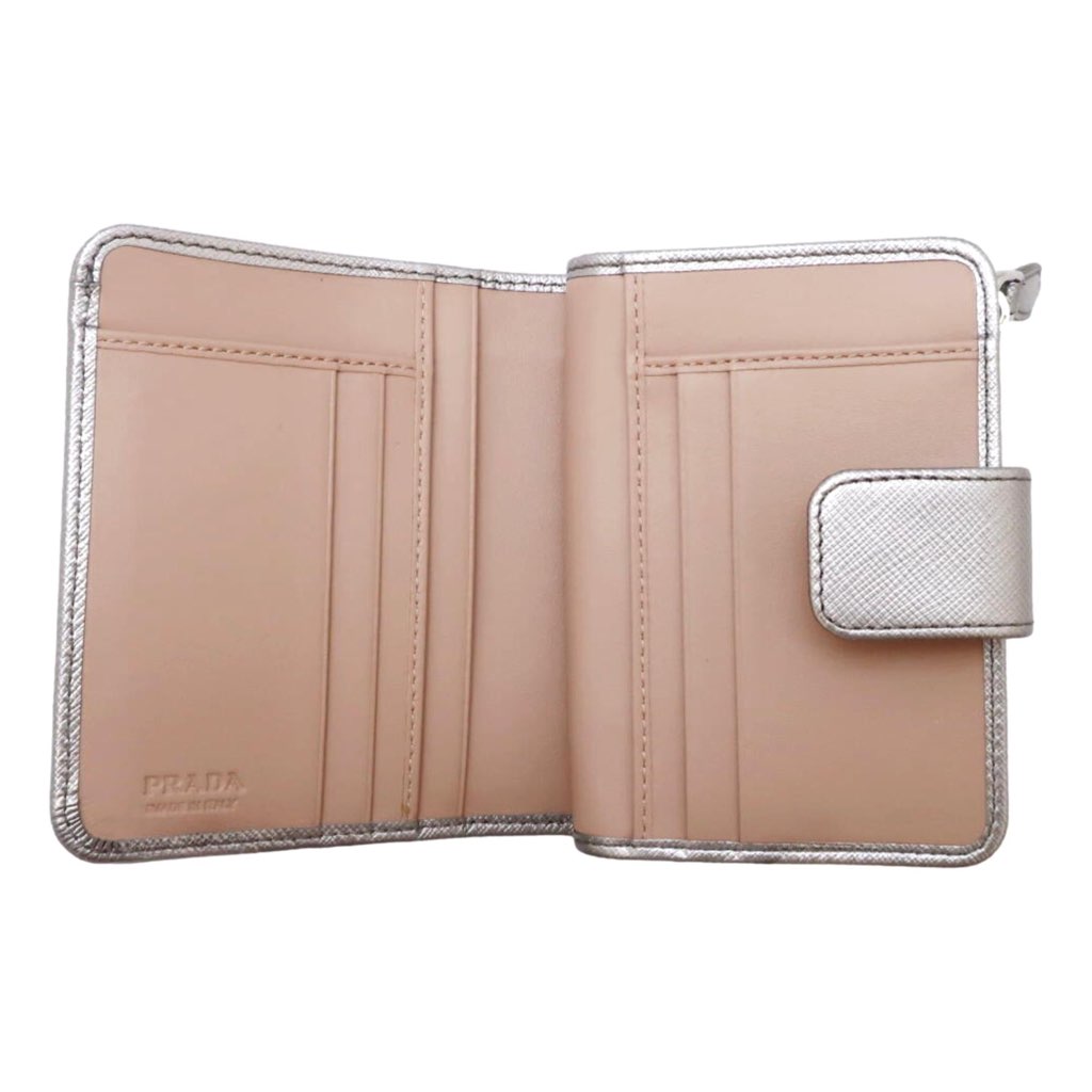 Prada Prada Saffiano Leather Pirite and Cipria Gold Bow Wallet with Zipper Coin Pouch - Detail 1