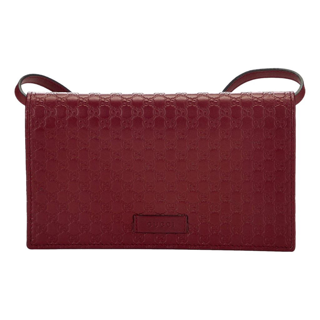 Gucci Gucci Microguccissma 'GG' Burgundy Red Womens Wallet Crossbody Handbag