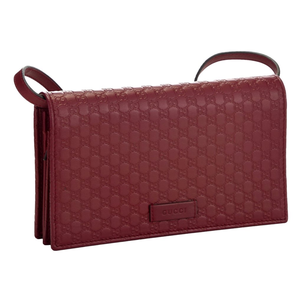 Gucci Gucci Microguccissma 'GG' Burgundy Red Womens Wallet Crossbody Handbag - Back view