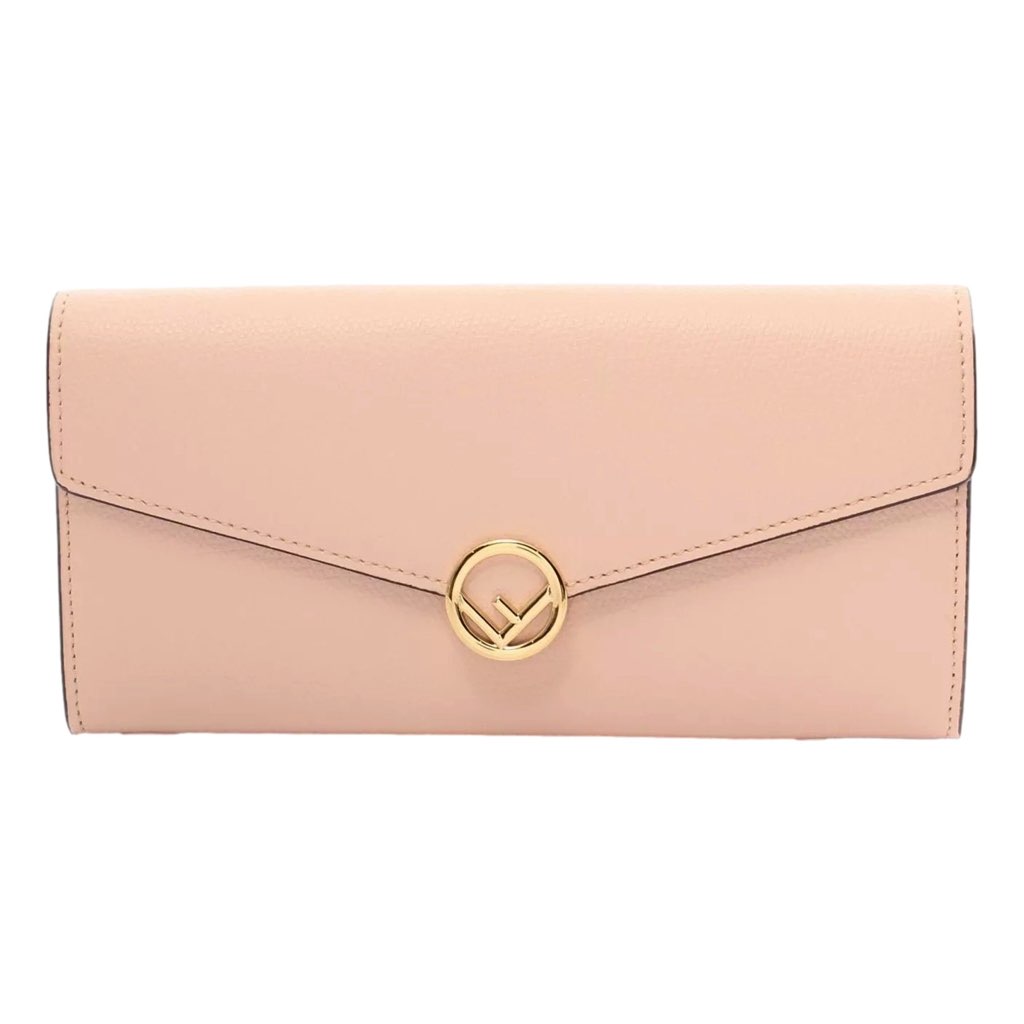 Fendi Fendi F Is Fendi Leather Long Envelope Womens Wallet Light Rose Beige Pink