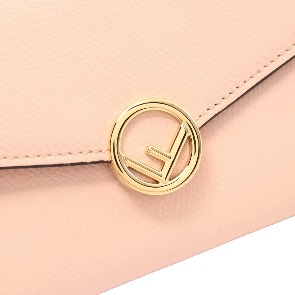 Fendi Fendi F Is Fendi Leather Long Envelope Womens Wallet Light Rose Beige Pink - Back view