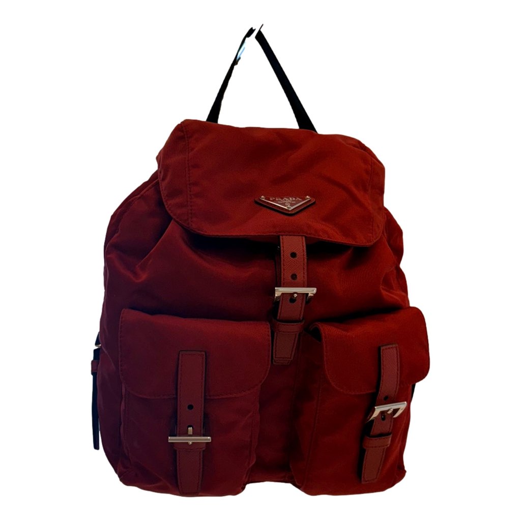 Prada Prada Re-Edition Re-Nylon Drawstring Backpack Fuoco Burgundy Red Medium Womens - Back view