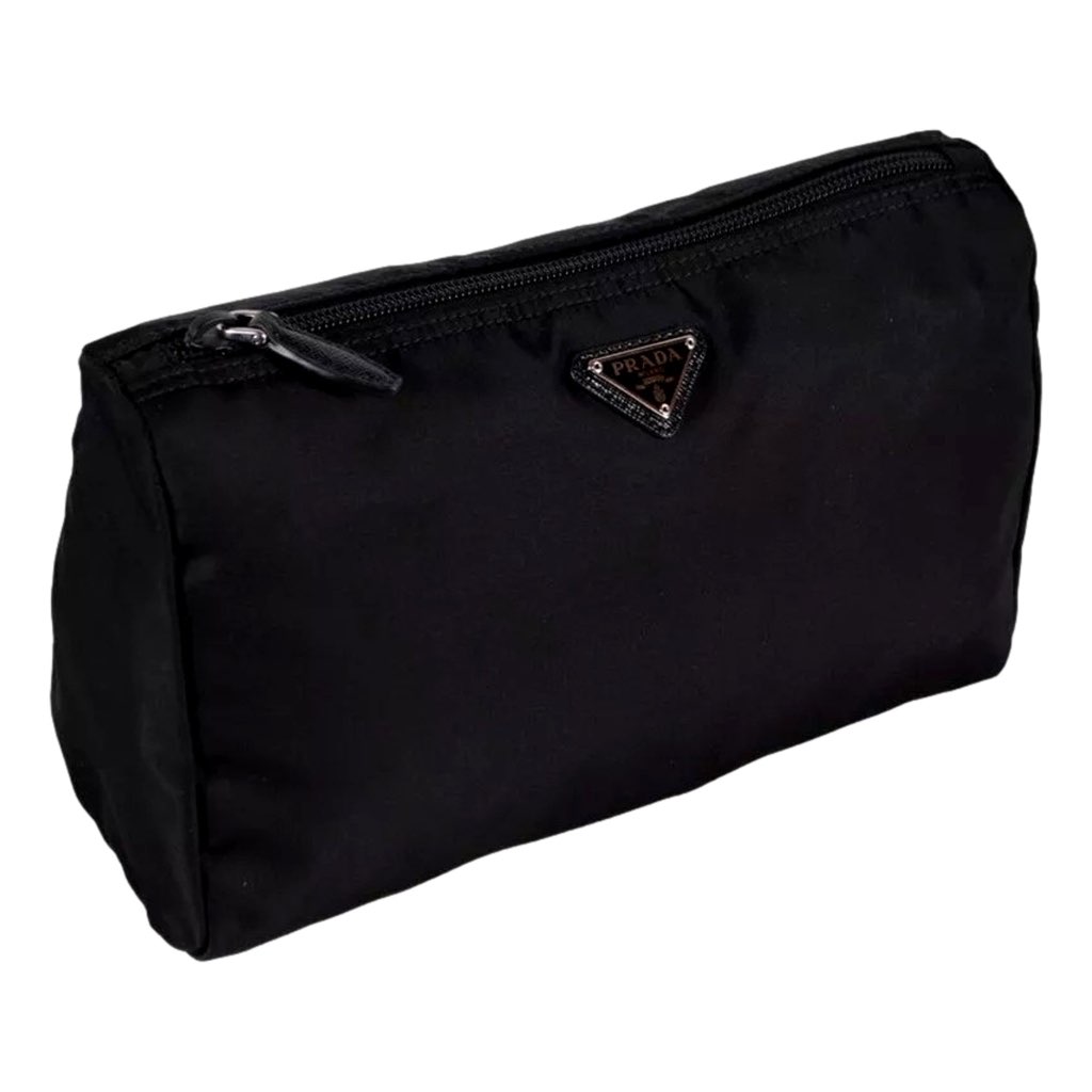 Prada Prada Re-Nylon Necessaire Tessuto Nylon Nero Black Large Pouch Clutch Bag - Back view