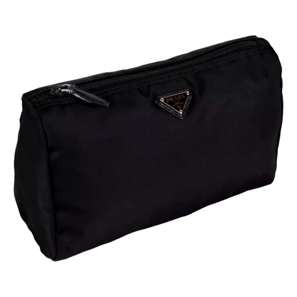 Prada Re-Nylon Necessaire Tessuto Nylon Nero Black Large Pouch Clutch Bag Black Never worn, with tag - Back View