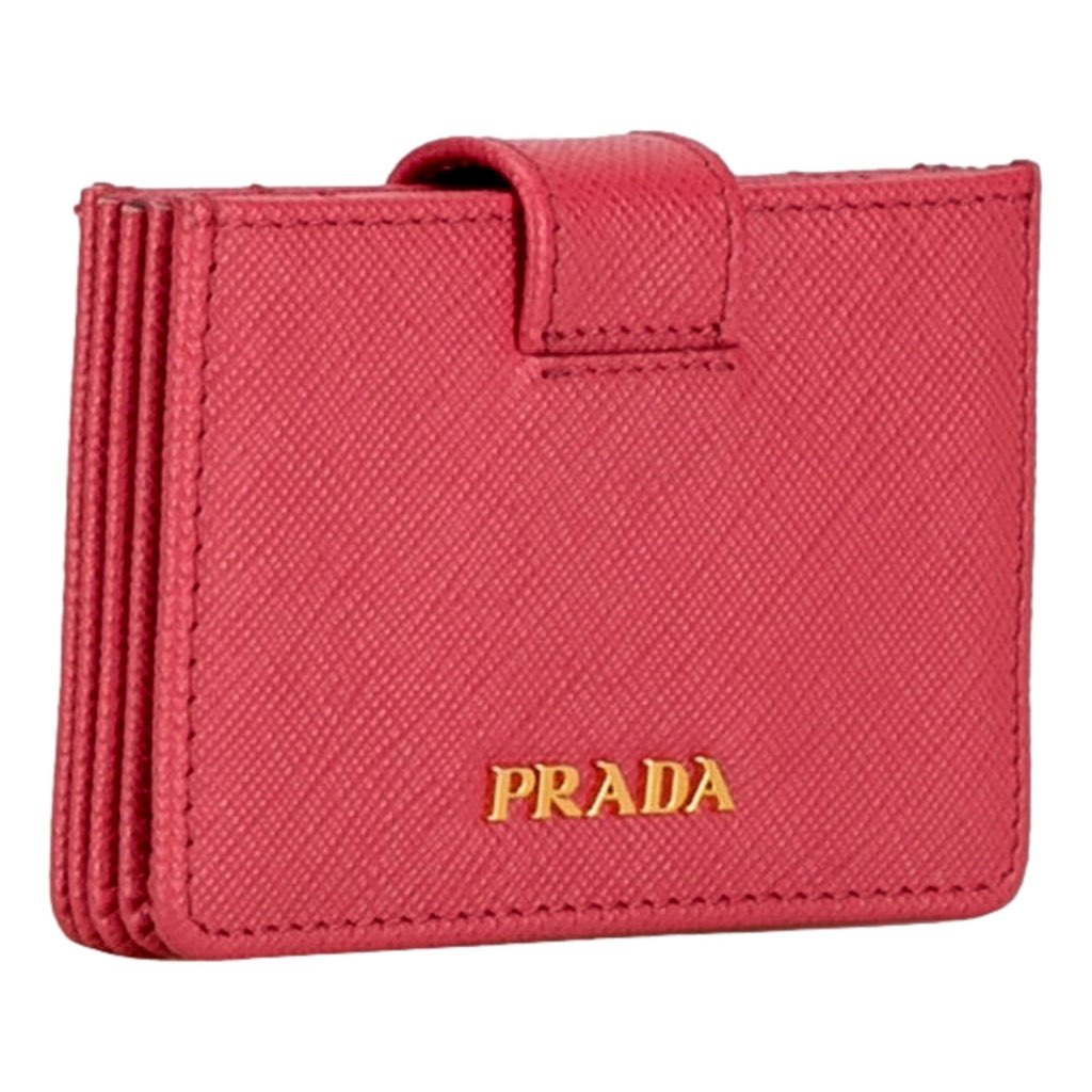 Prada Prada Saffiano Leather Card Case Wallet Accordion Peonia Pink - Back view