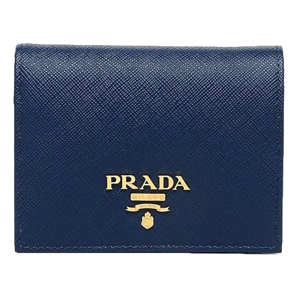 Prada Prada Womens Saffiano Multi-Color Folding Wallet Bluette Blue and Astrale