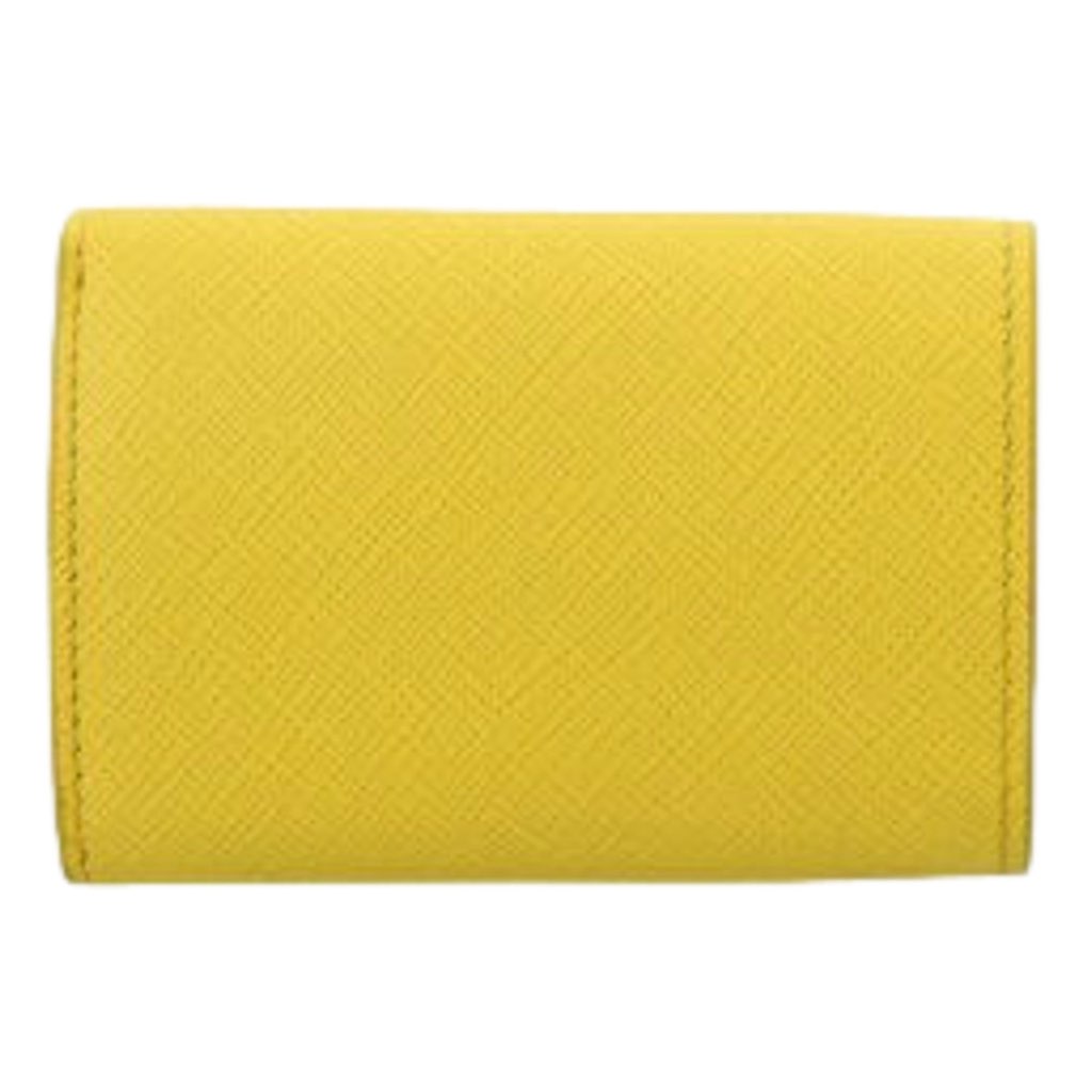 Prada Prada Womens Tri-Fold Saffiano Leather Wallet Sole Yellow Triangle Logo - Detail 1