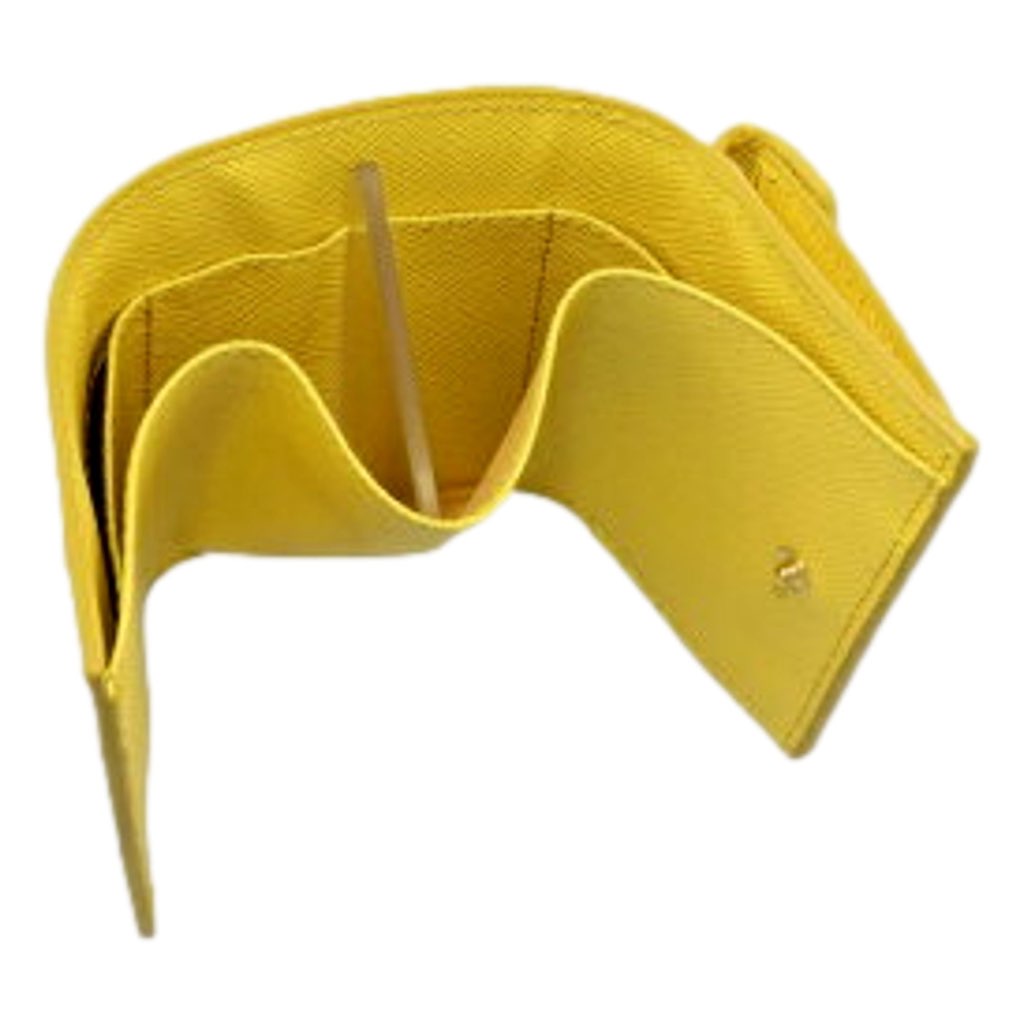 Prada Prada Womens Tri-Fold Saffiano Leather Wallet Sole Yellow Triangle Logo - Image 11