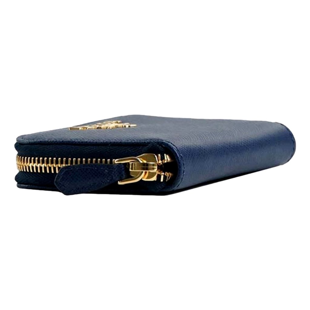 Prada Prada Womens Zippy Coin Purse Wallet Saffiano Leather Bluette Blue Gold Logo - Back view