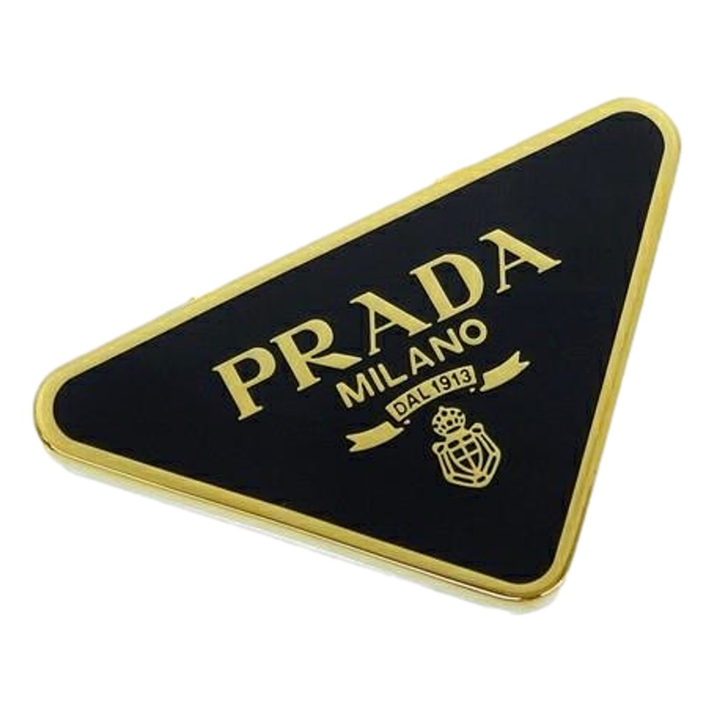 Prada Prada Enameled Metal Logo Pin Key Ring Black and Gold Purse Charm - Image 6