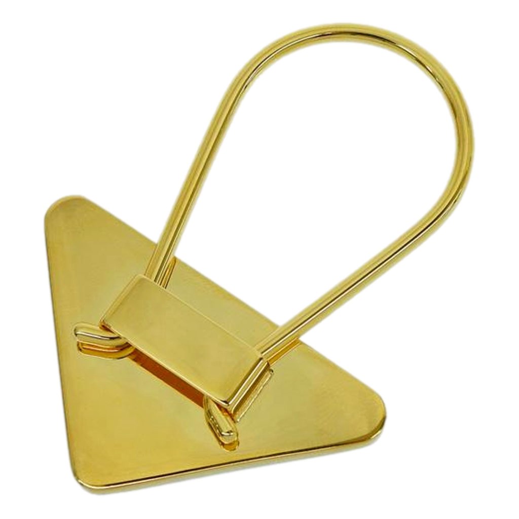 Prada Prada Enameled Metal Logo Pin Key Ring Black and Gold Purse Charm - Side view