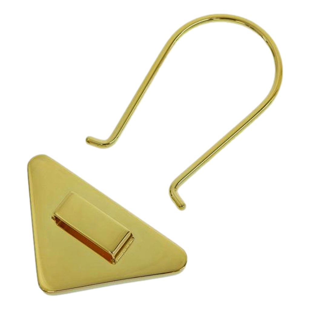 Prada Prada Enameled Metal Logo Pin Key Ring Black and Gold Purse Charm - Detail 1