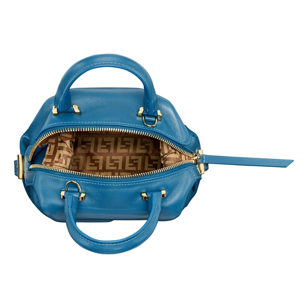 Fendi FENDI FF Cube Womens Handbag Mare Dark Blue Crossbody Bag Fendi Logo - Side view