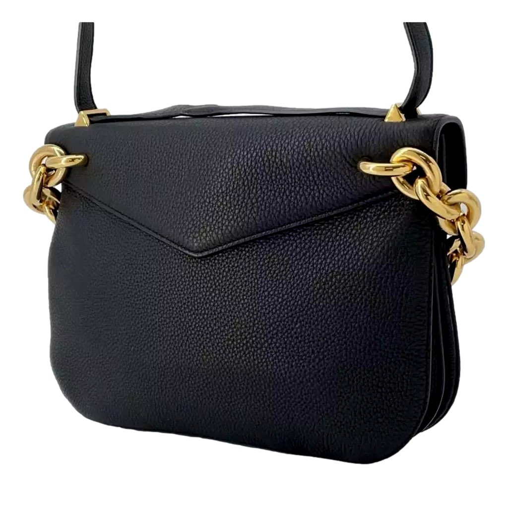 Bottega Veneta Bottega Veneta Mount Envelope Medium Shoulder Bag Leather Black and Gold - Image 6