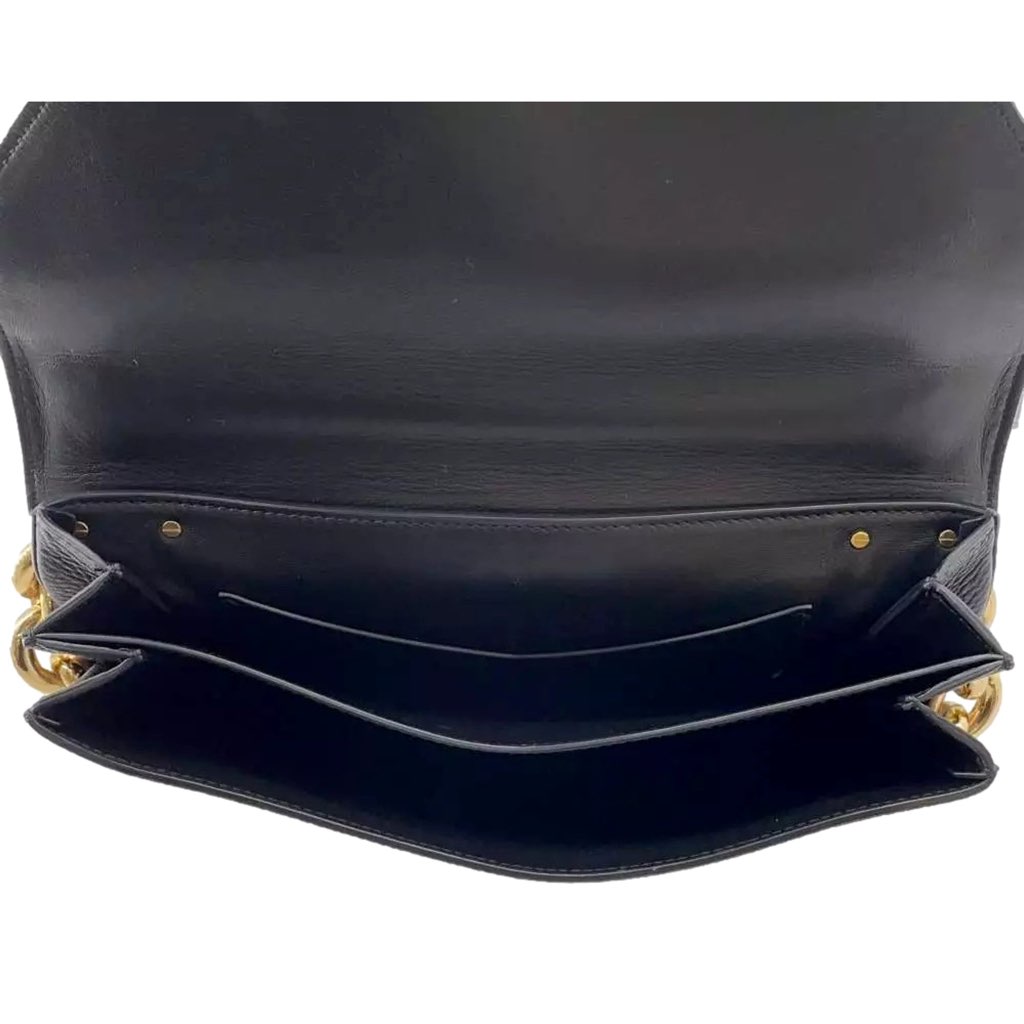 Bottega Veneta Bottega Veneta Mount Envelope Medium Shoulder Bag Leather Black and Gold - Detail 2