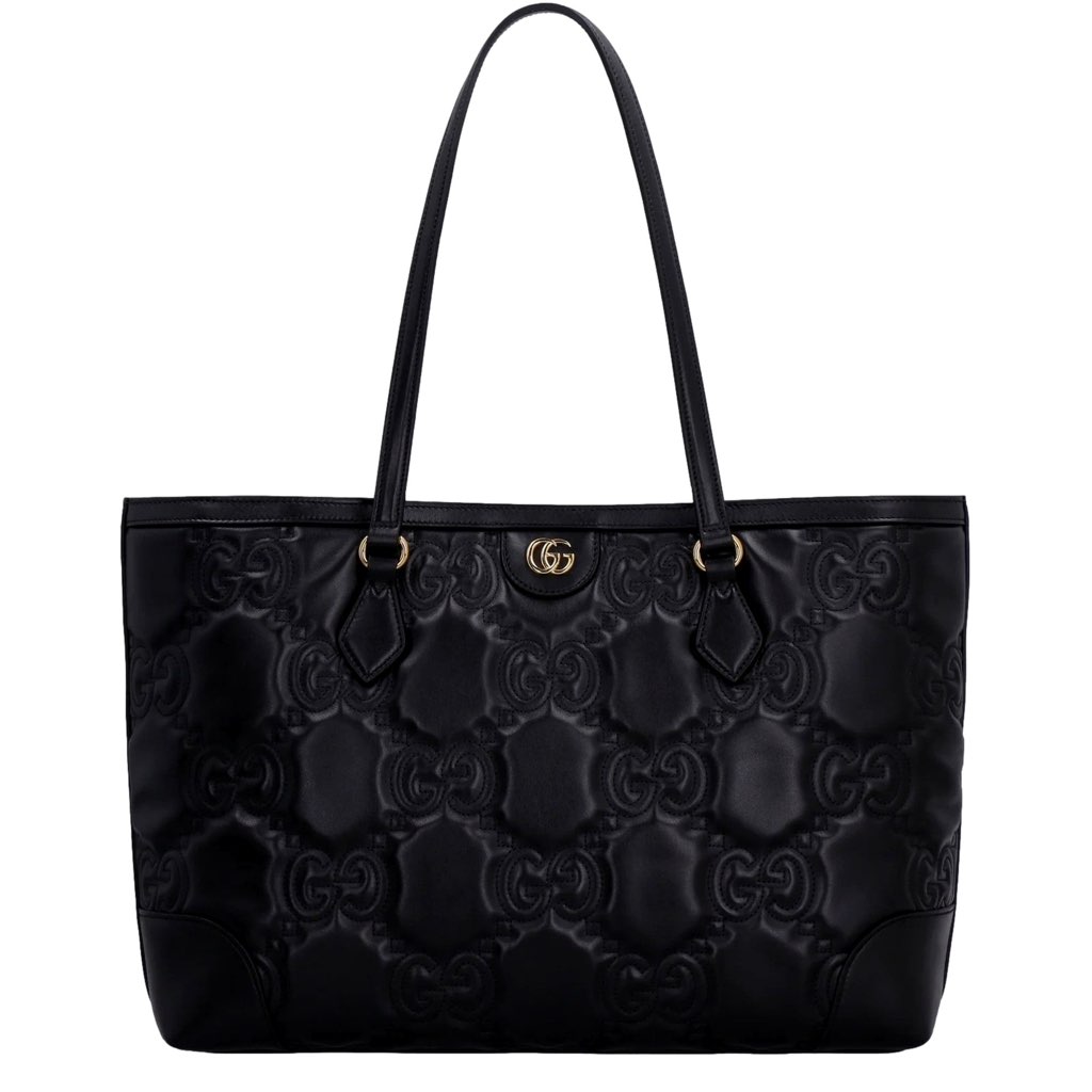 Gucci Gucci Ophidia Jumbo GG Matellase Medium Black Leather Tote