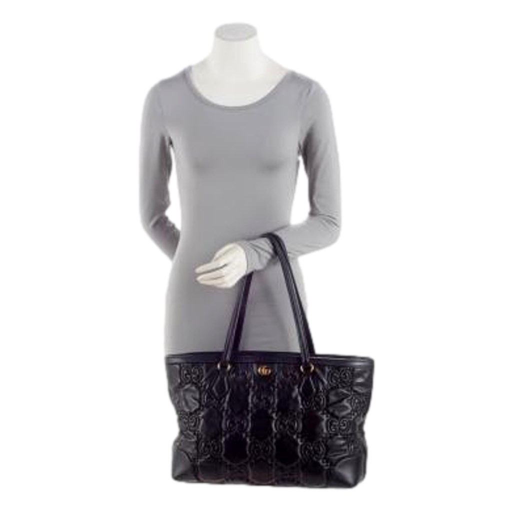 Gucci Gucci Ophidia Jumbo GG Matellase Medium Black Leather Tote - Detail 2