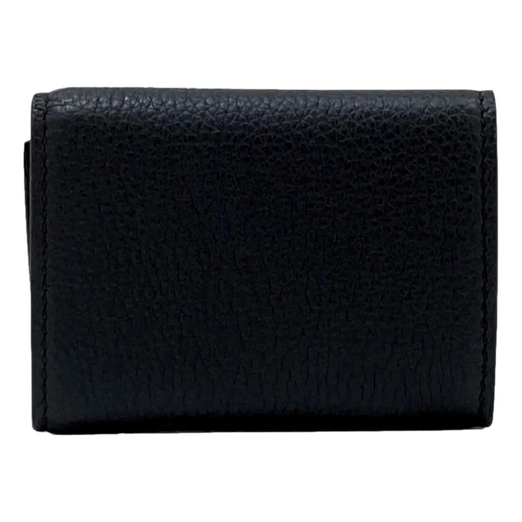 Gucci Embossed Logo Mini Tri-Fold Wallet Black Pebbled Leather Black Leather Never worn, with tag - Inside View