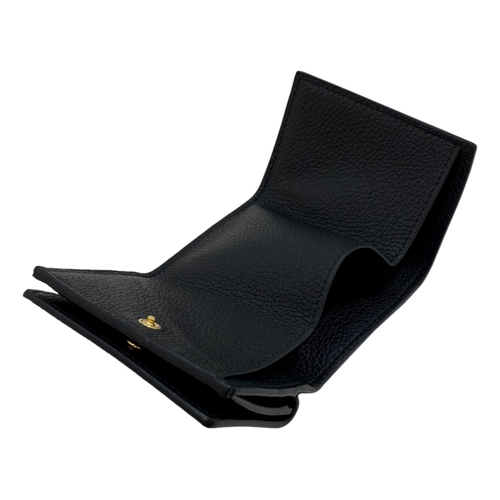 Gucci Gucci Embossed Logo Mini Tri-Fold Wallet Black Pebbled Leather - Detail 1