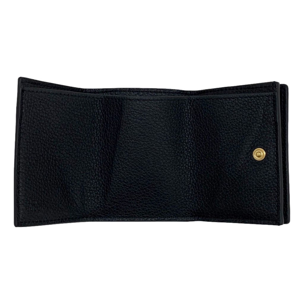 Gucci Gucci Embossed Logo Mini Tri-Fold Wallet Black Pebbled Leather - Detail 2