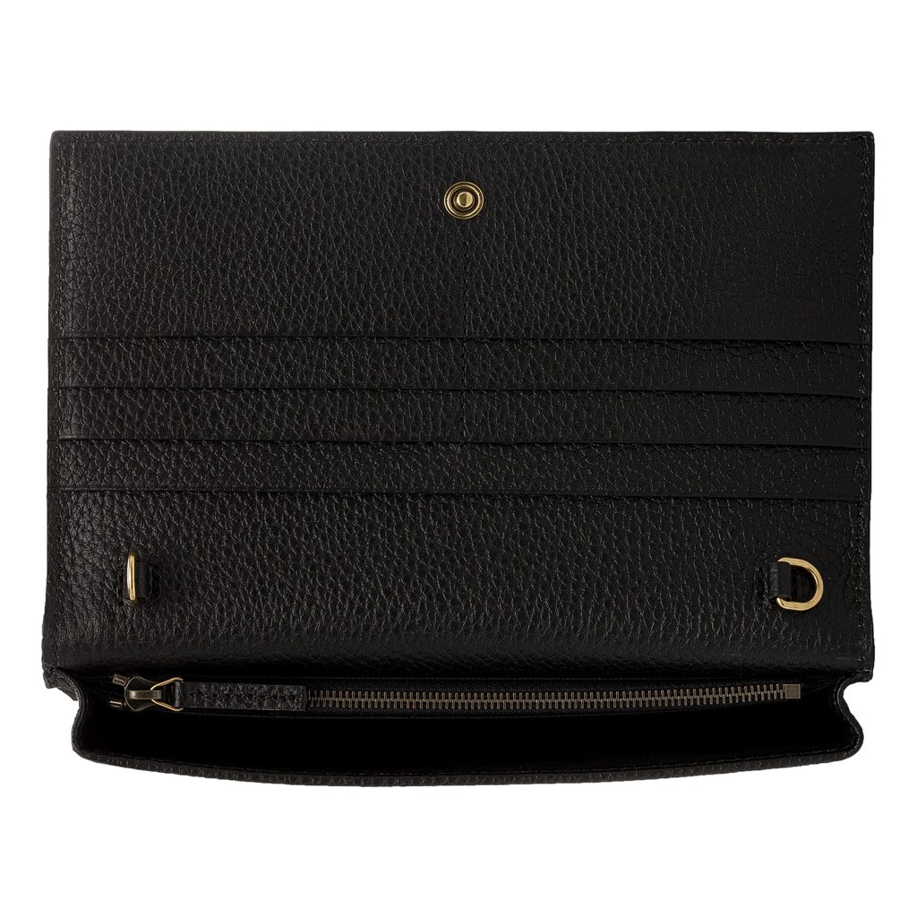 Gucci Gucci Interlocking Double G Python Leather Bow Chain Wallet Black - Side view