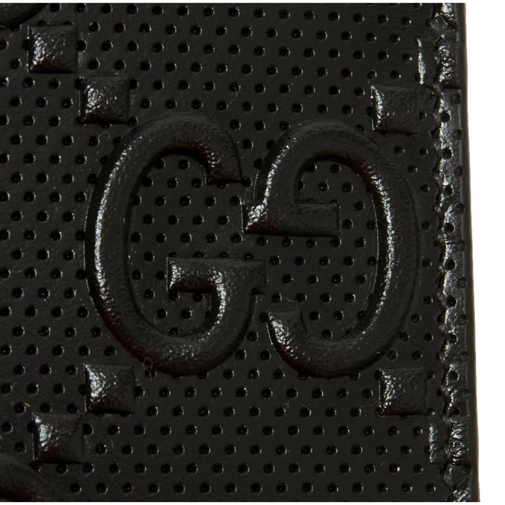 Gucci Gucci Calfskin Leather GG Tennis Embossed Bi-Fold Wallet Black - Detail 1