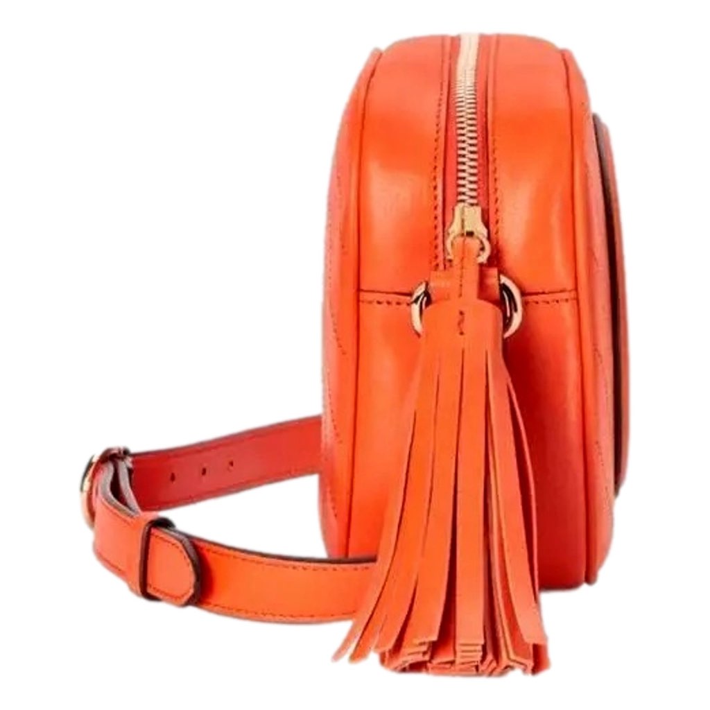 Gucci Gucci Blondie GG Patch Diagonal Stitching Orange Leather Crossbody Handbag - 4