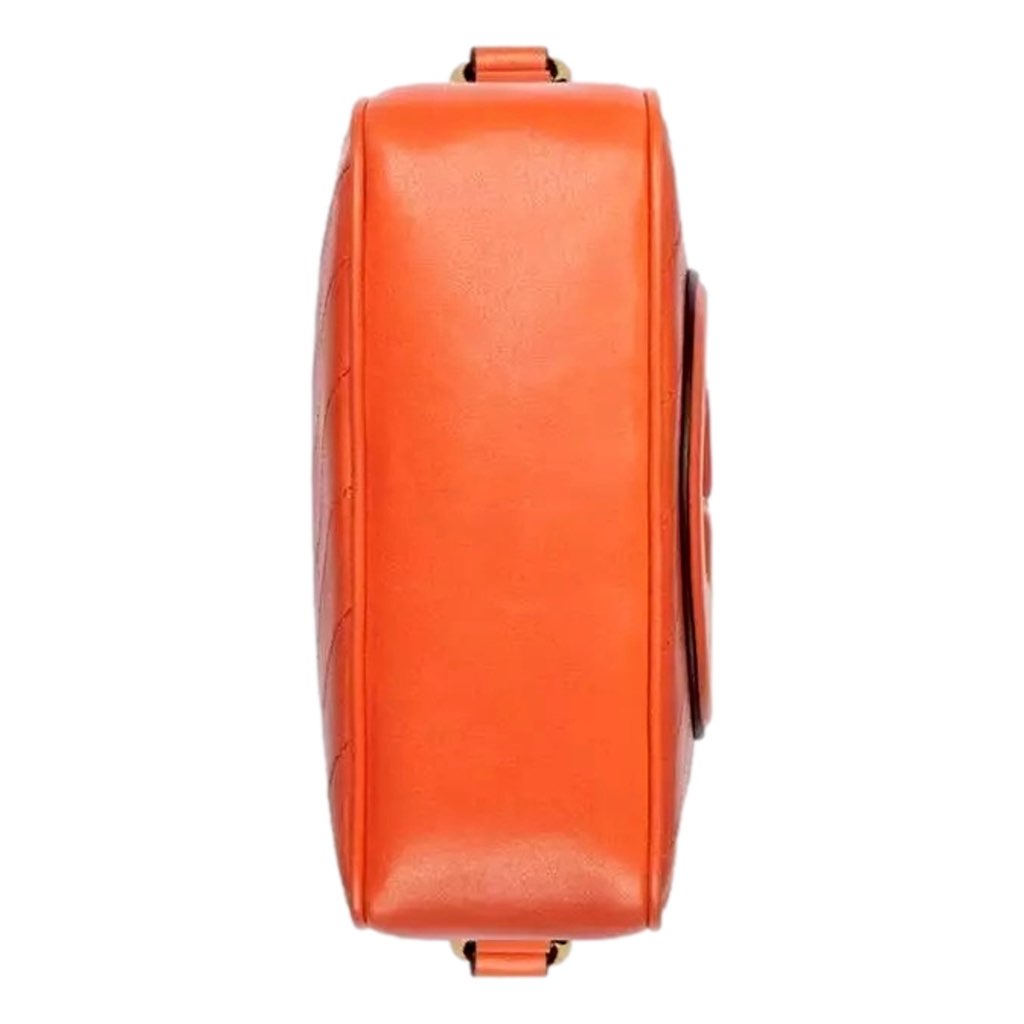 Gucci Gucci Blondie GG Patch Diagonal Stitching Orange Leather Crossbody Handbag - Side view