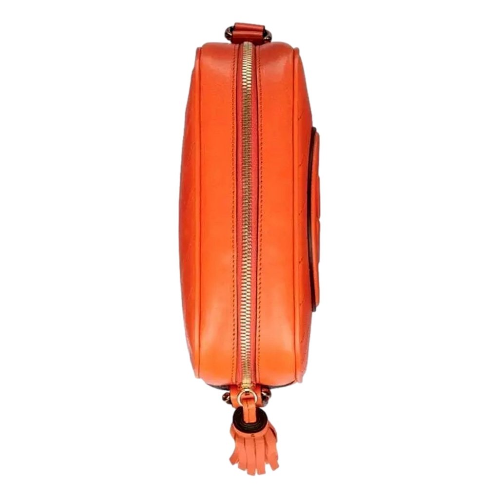 Gucci Gucci Blondie GG Patch Diagonal Stitching Orange Leather Crossbody Handbag - Detail 1