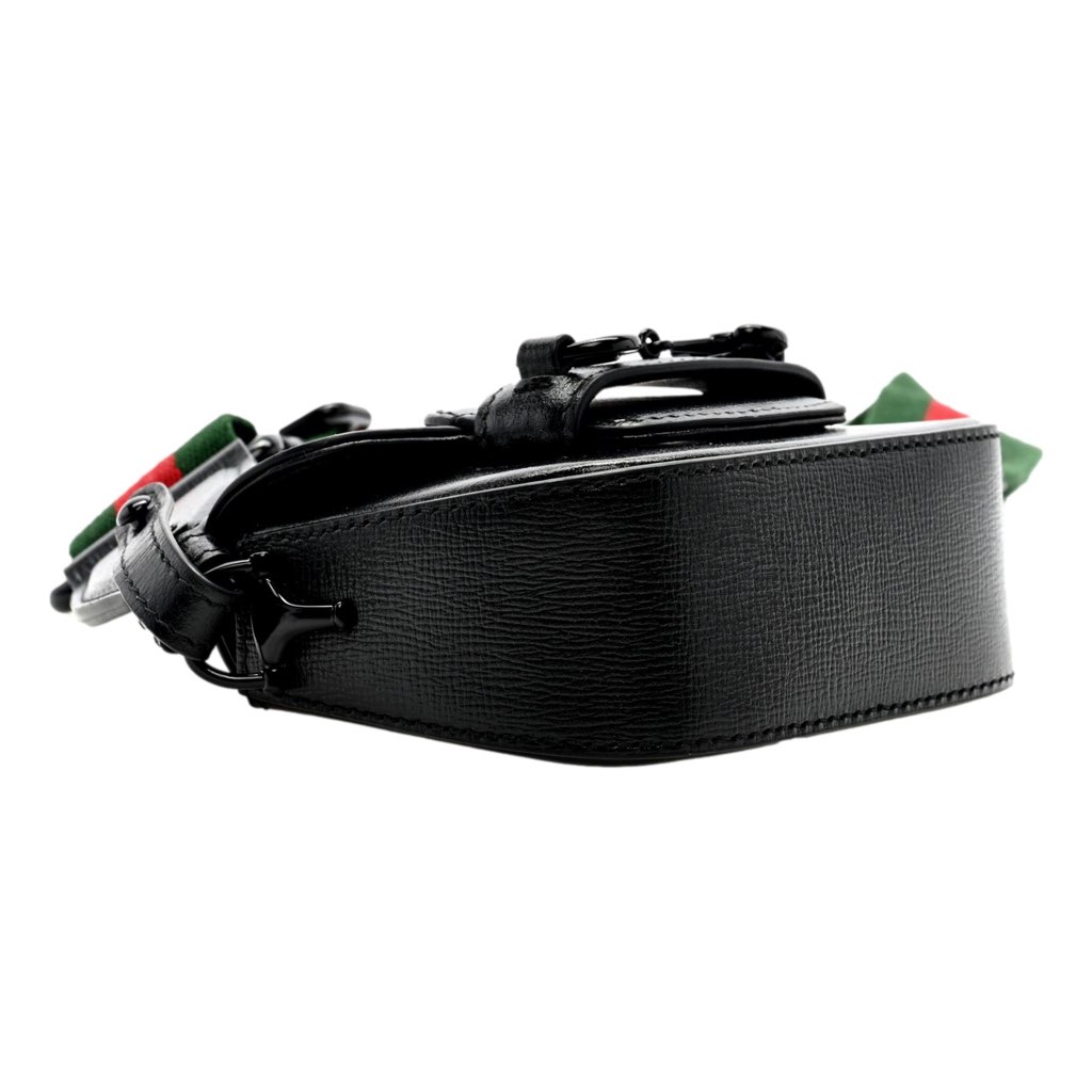 Gucci Gucci Azalea Calfskin Web Monochrome Horsebit 1955 Mini Handbag Black - Image 6