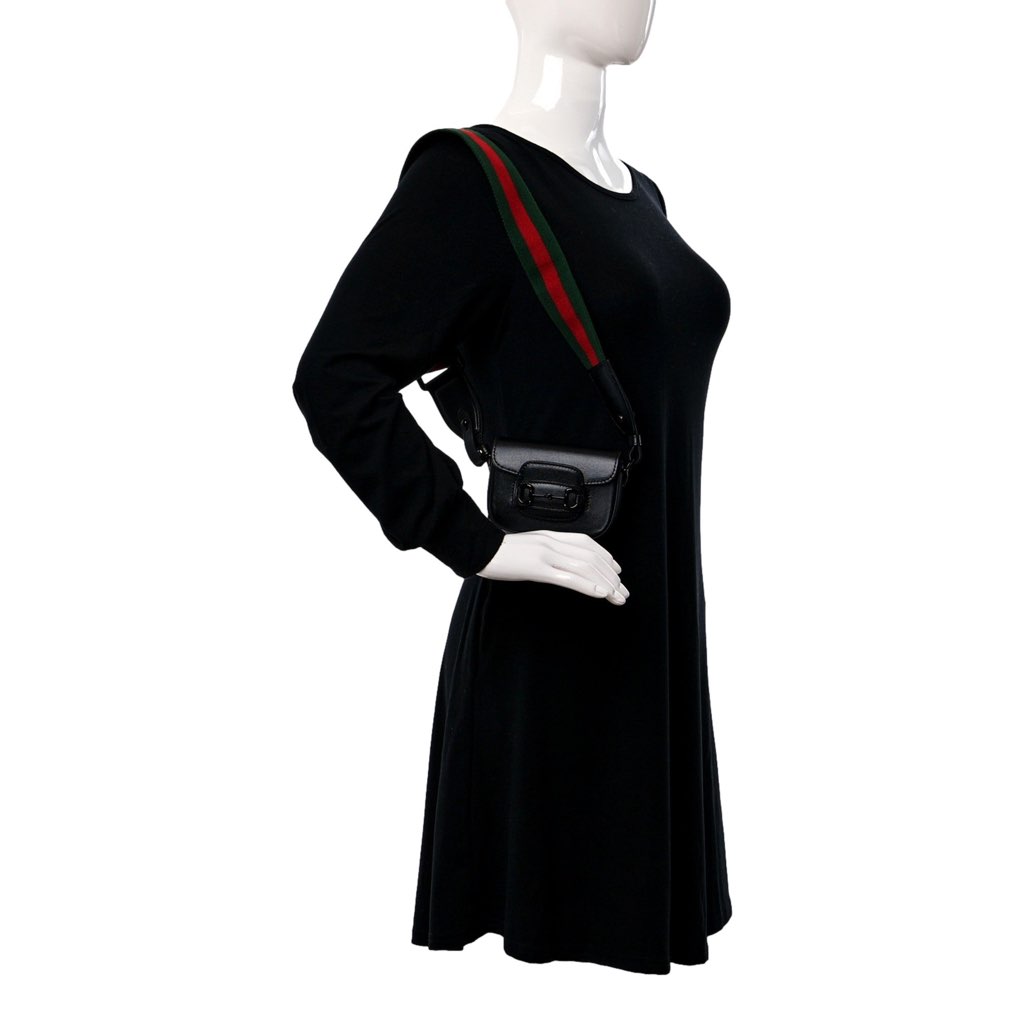 Gucci Gucci Azalea Calfskin Web Monochrome Horsebit 1955 Mini Handbag Black - Side view