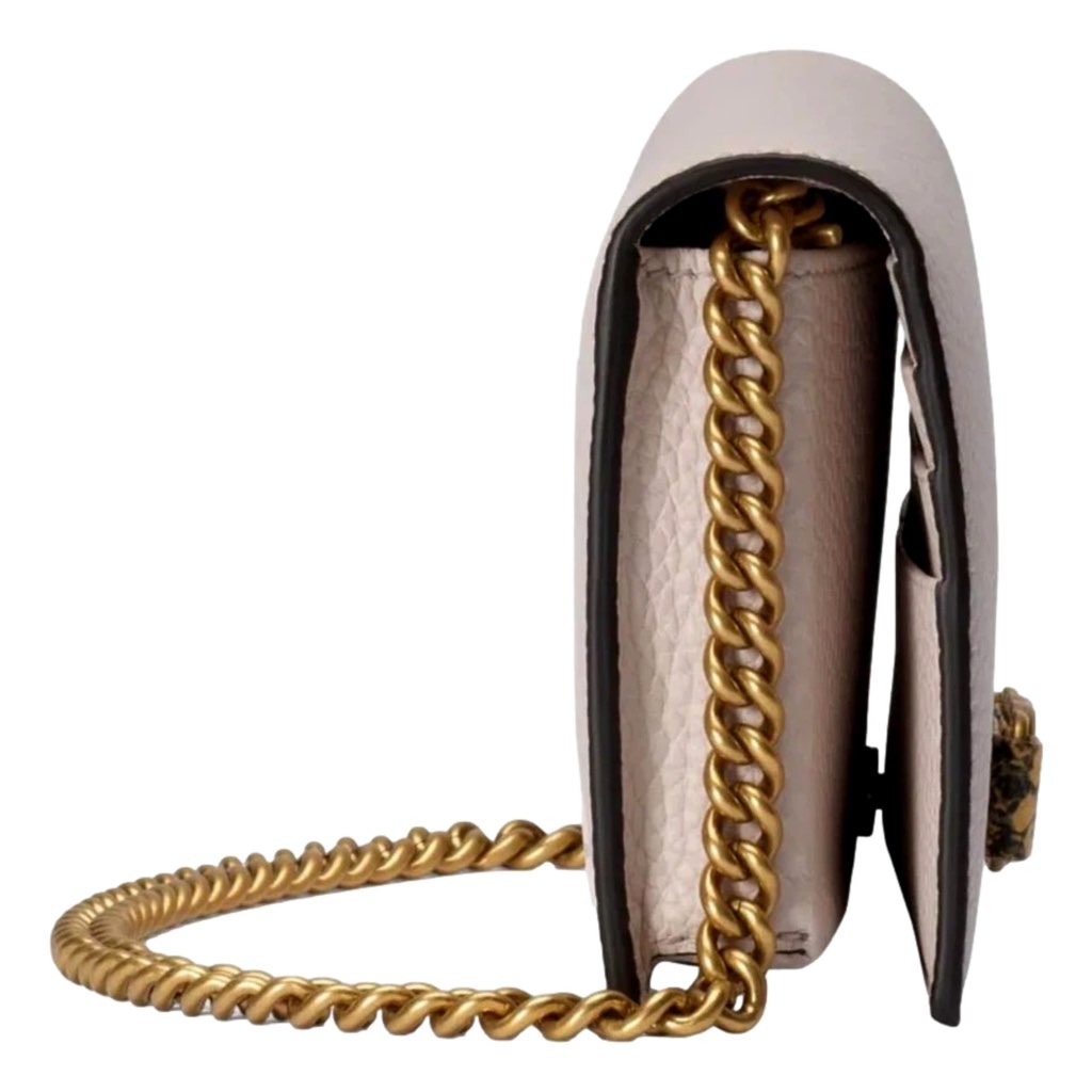 Gucci Gucci Interlocking Double G Python Leather Bow Chain Wallet Light Pink - 4