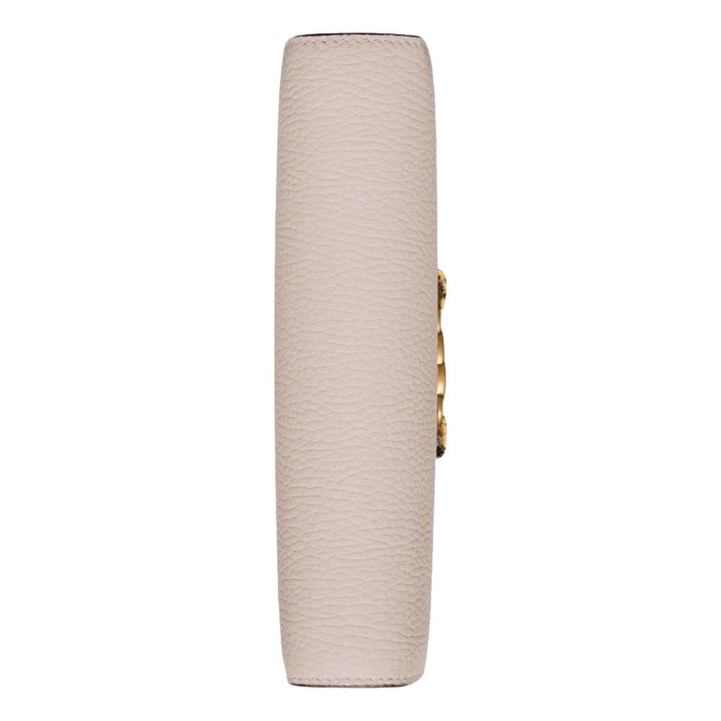 Gucci Gucci Interlocking Double G Python Leather Bow Chain Wallet Light Pink - Side view